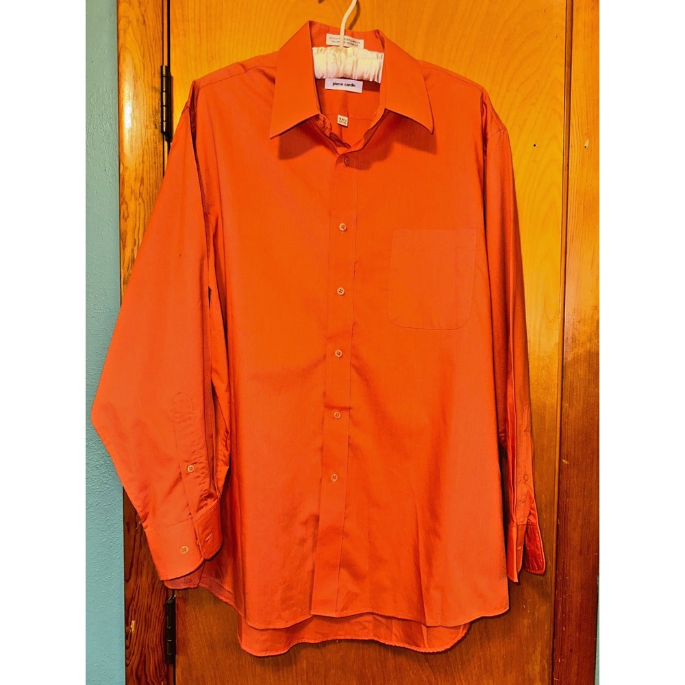 Pierre Cardin‎ Men's Orange Button Down Dress Shirt  16-16 1/2, 32-33